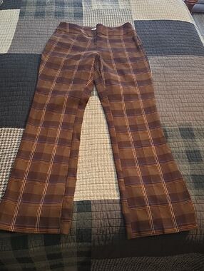Cato Brown Plaid Women's Dress Pants with Subtle Purple Stripes